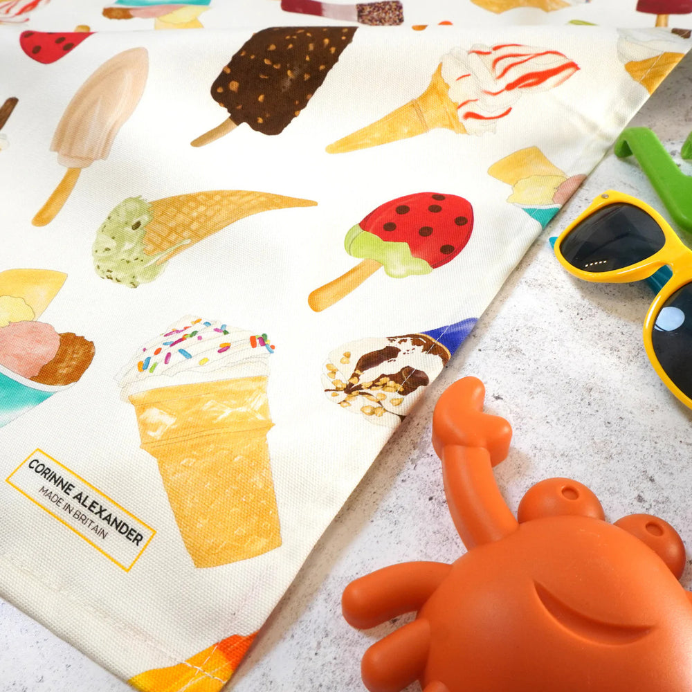 Ice Cream Cotton Tea Towel by Corinne Alexander.