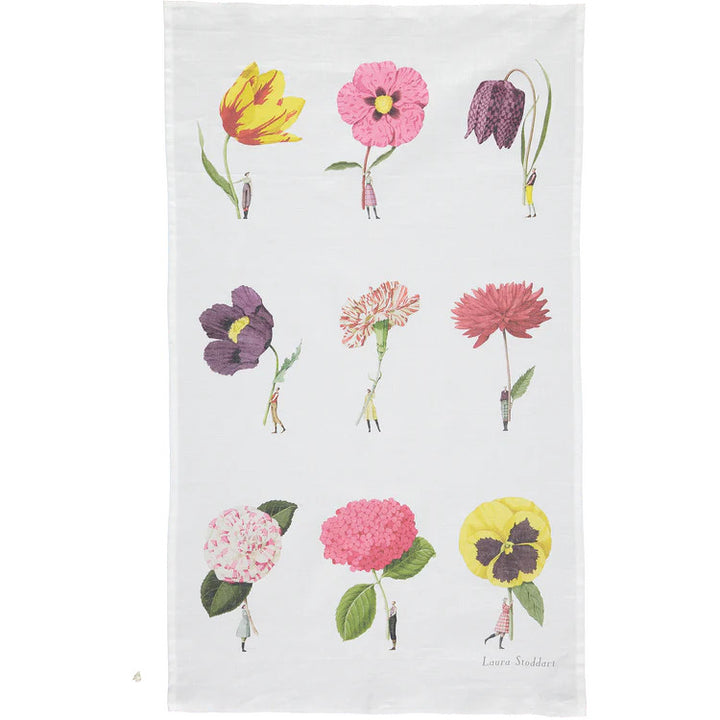 In Bloom Multi Flower Linen Tea Towel by Laura Stoddart