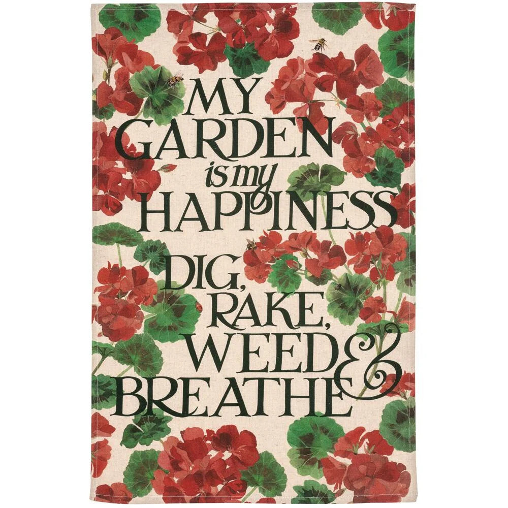 Emma Bridgewater My Garden is My Happiness linen blend tea towel 