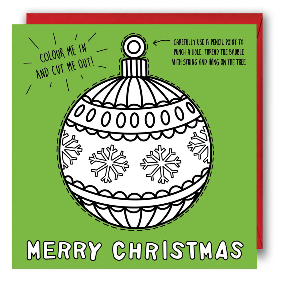 Color In & Cut Out Christmas Card - Bauble