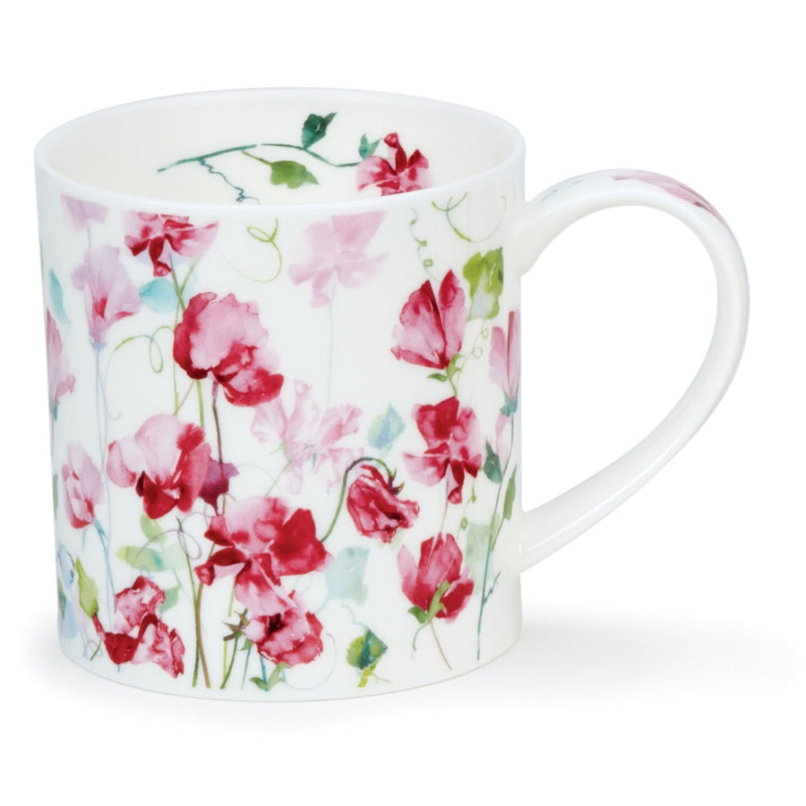 Fine bone china Dunoon Orkney Floral Breeze mug - Sweet Peas. Handmade in England.