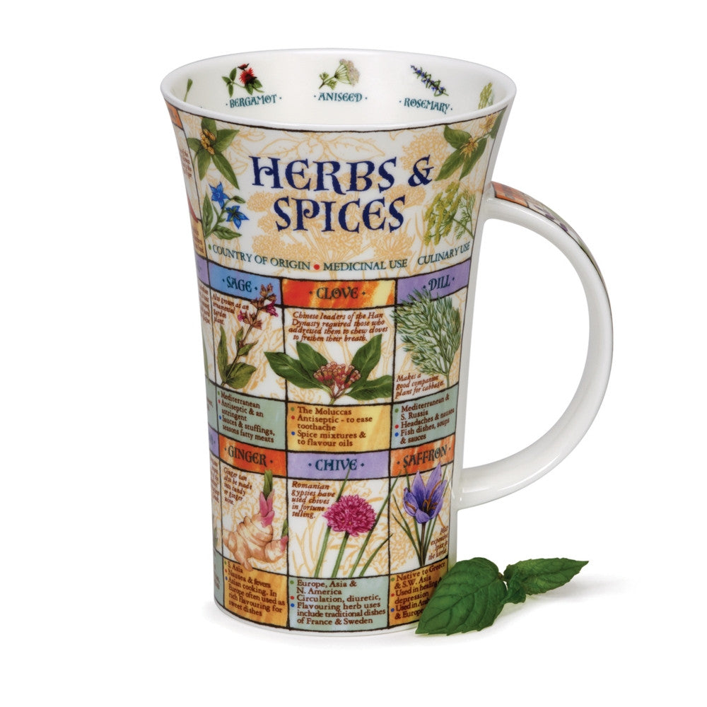 Dunoon fine bone china Herbs & Spices mug in the Glencoe shape. Handmade in England.