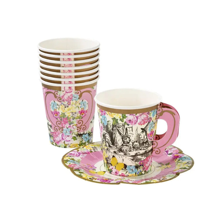 Alice in Wonderland Teacups & Saucers Set - 12 pack
