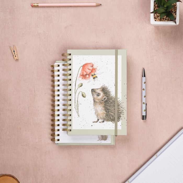  'Busy as a Bee' Hedgehog Spiral Bound Notebook by Wrendale Designs.
