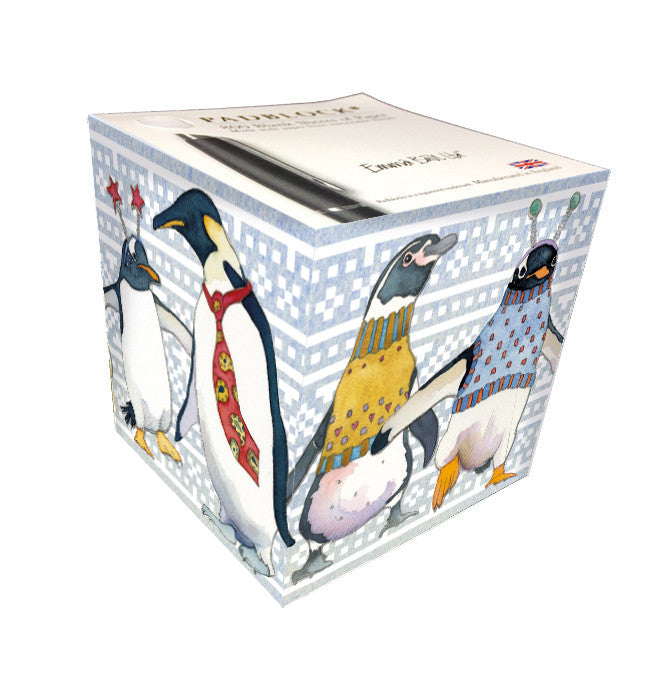 Penguins in Pullovers padblock/memo pad from British artist Emma Ball