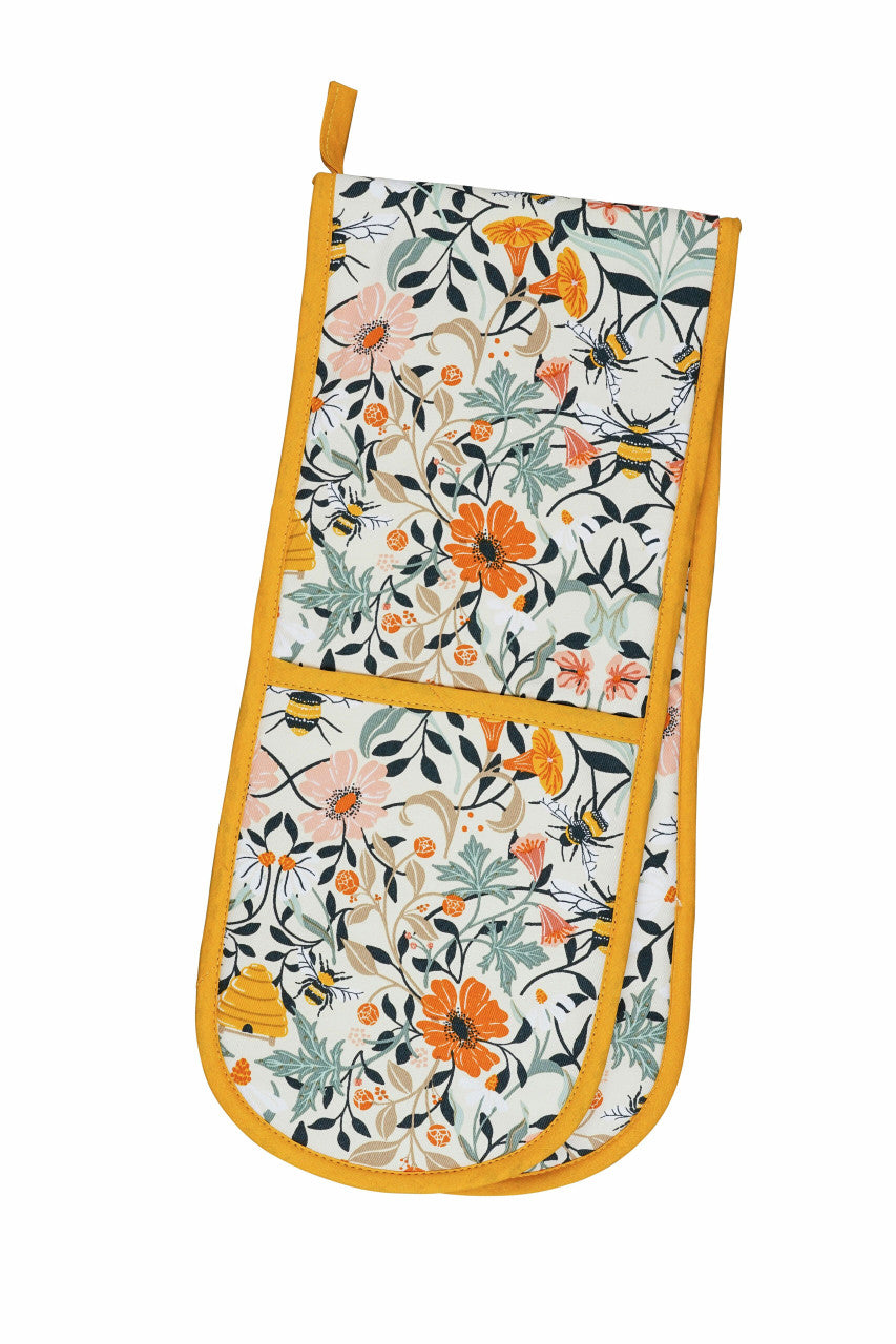 Bee Bloom cotton double oven glove by Ulster Weavers