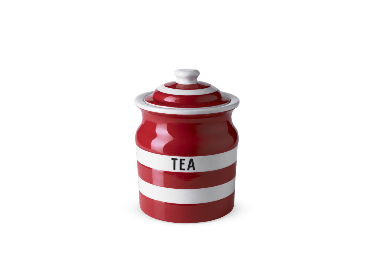 Cornishware Striped Tea Storage Jar - red