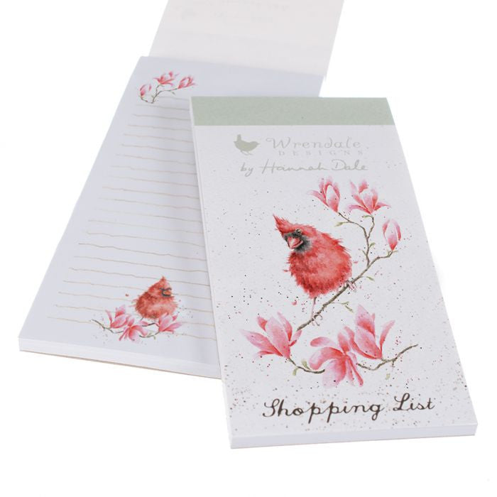 'Magnolia'Cardinal Shopping List Pad by Hannah Dale for Wrendale Designs.
