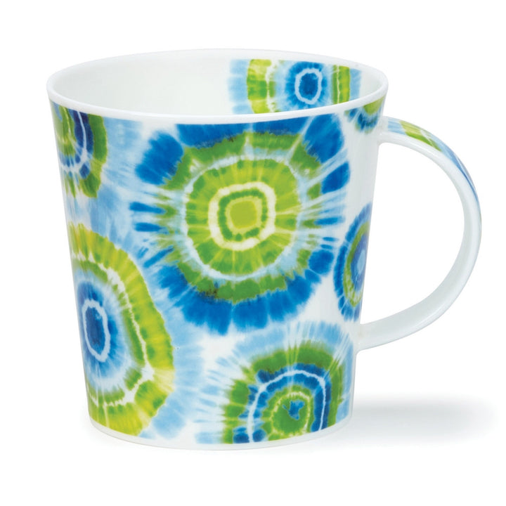 Bone China Dunoon Cairngorm Tie-Dye Mug - Green. Handmade in England