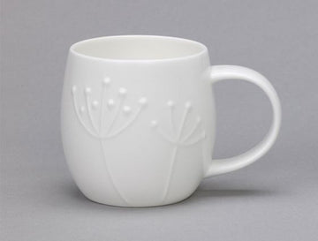 Repeat Repeat's White Bone China Plum Sprig mug. Made in England. Image