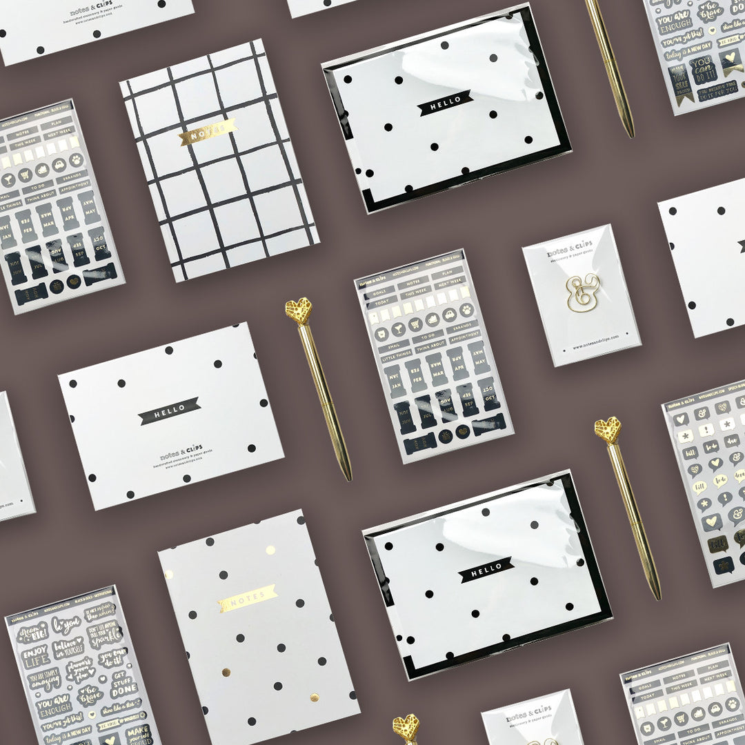 Black and Gold Stationery Box by Notes & Clips.