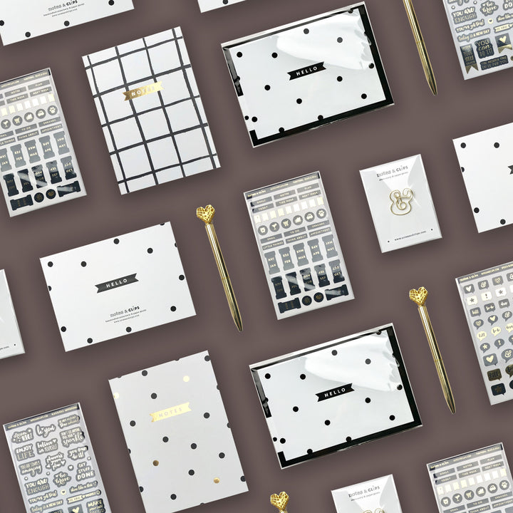 Black and Gold Stationery Box by Notes & Clips.