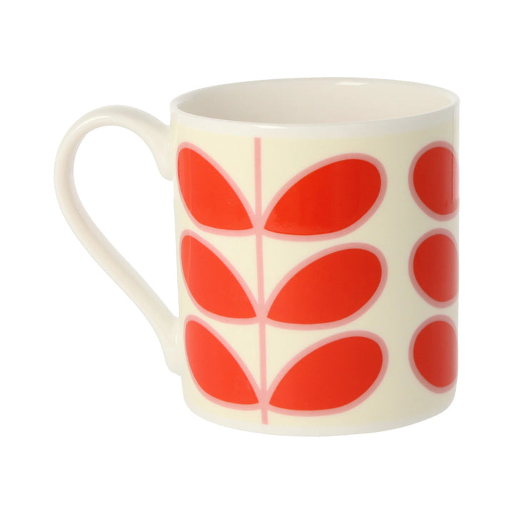Linear Stem Red Bone China Mug by Orla Kiely