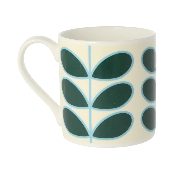 Linear Stem Teal Bone China Mug by Orla Kiely
