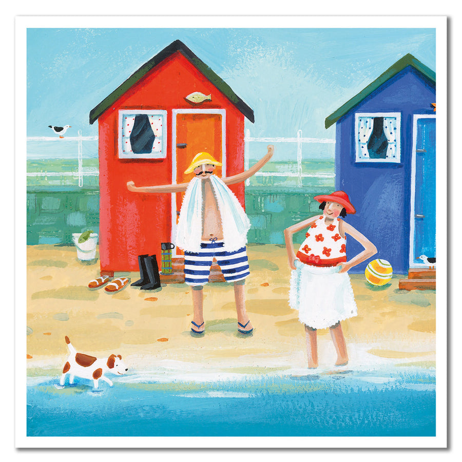 Beach Swim Greetings Card by Emma Ball