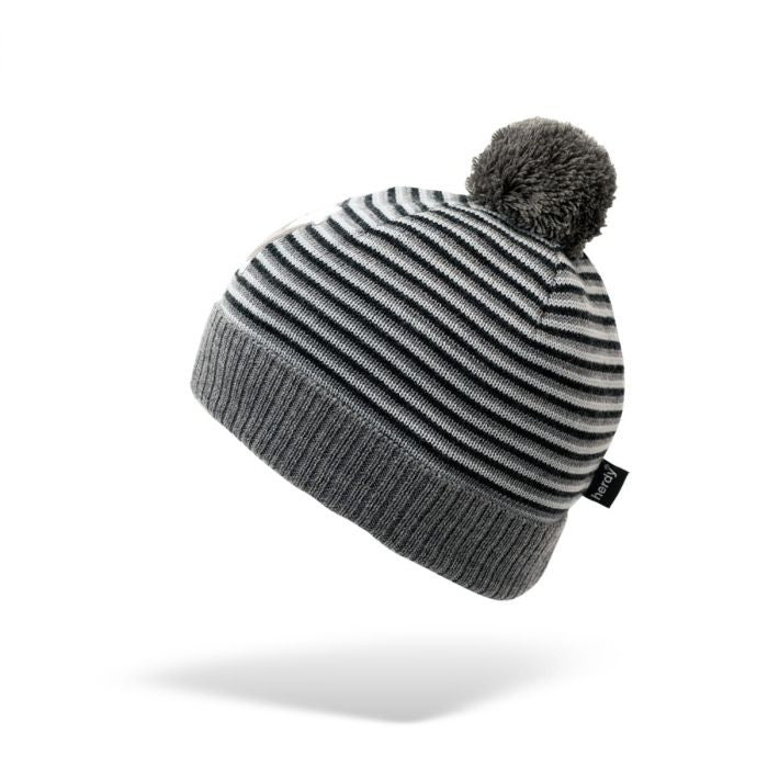 Herdy Grey Striped Bobble Hat