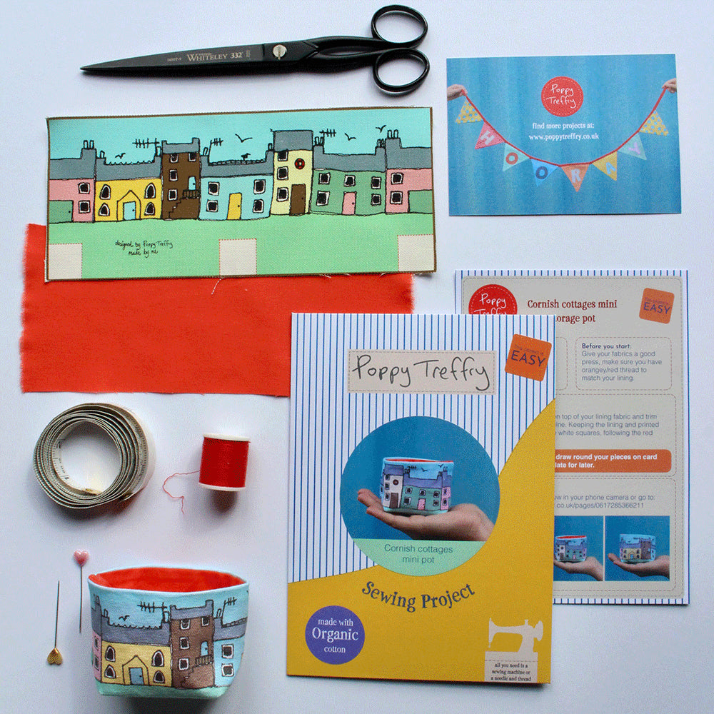 Cornish Cottages Mini Pot Sewing Project by Poppy Treffry.