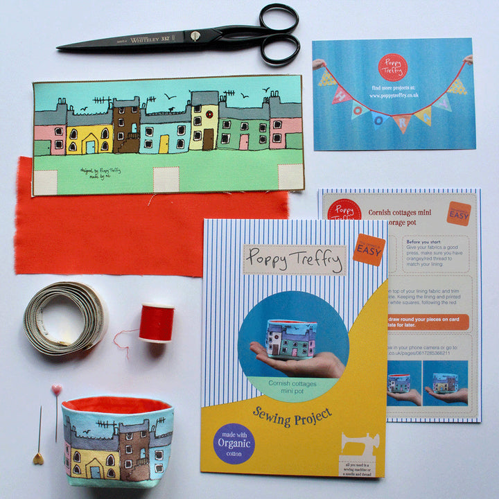 Cornish Cottages Mini Pot Sewing Project by Poppy Treffry.