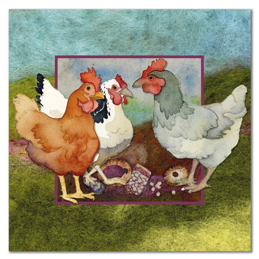 Hens Greetings Card by Emma Ball