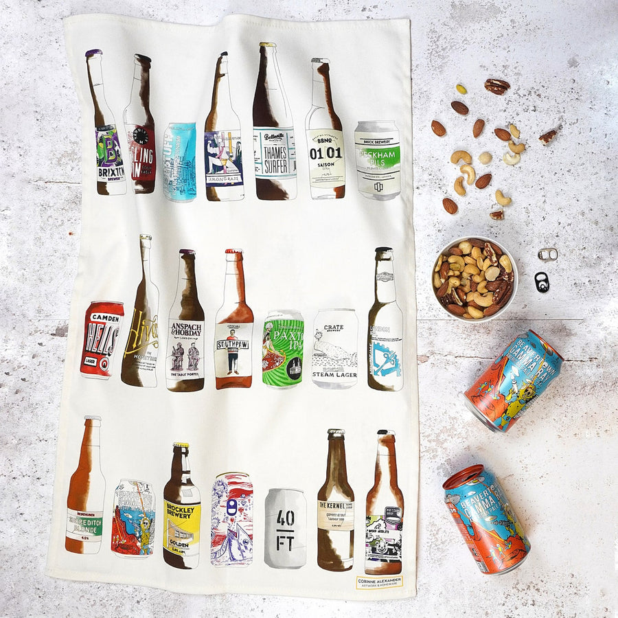 Craft Beer Tea Towel by Corinne Alexander.
