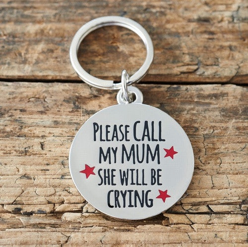 Sweet William silver plated brass dog tag - Call My Mum
