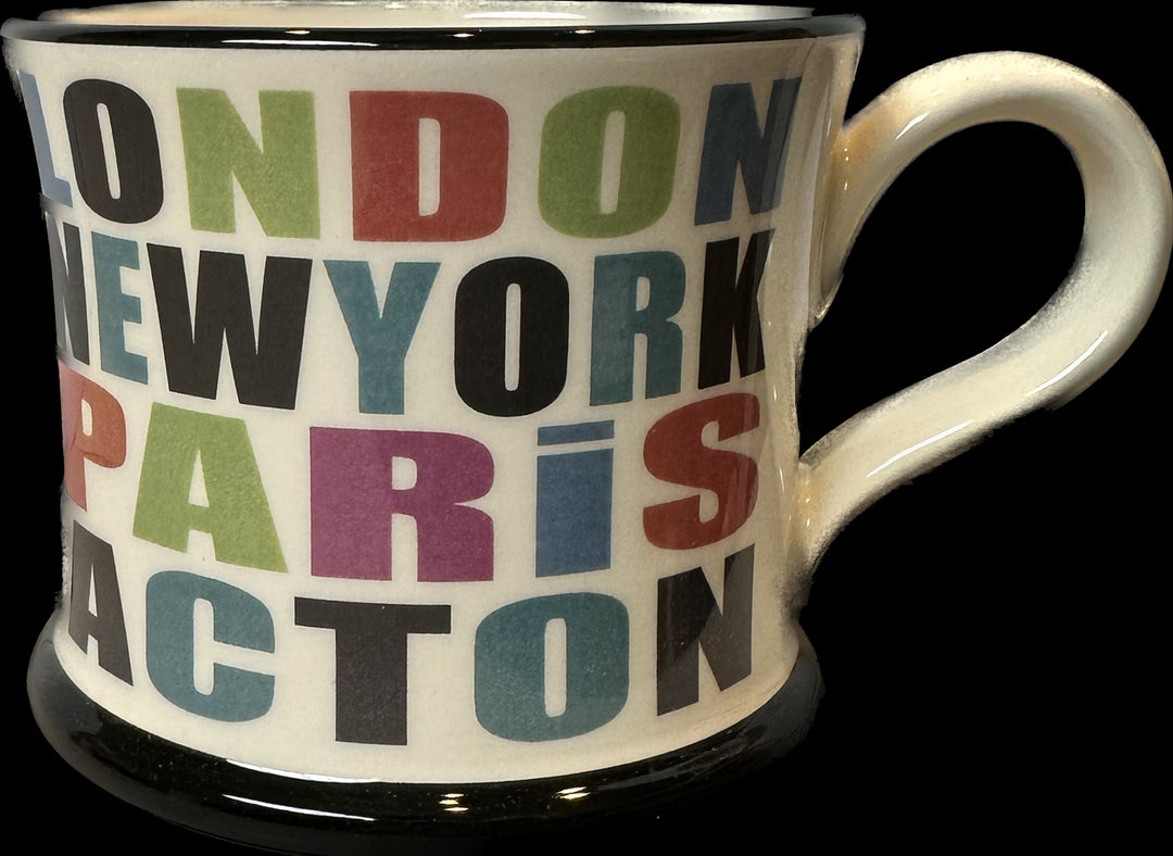 London, New York, Paris, Acton Mug by Moorland Pottery