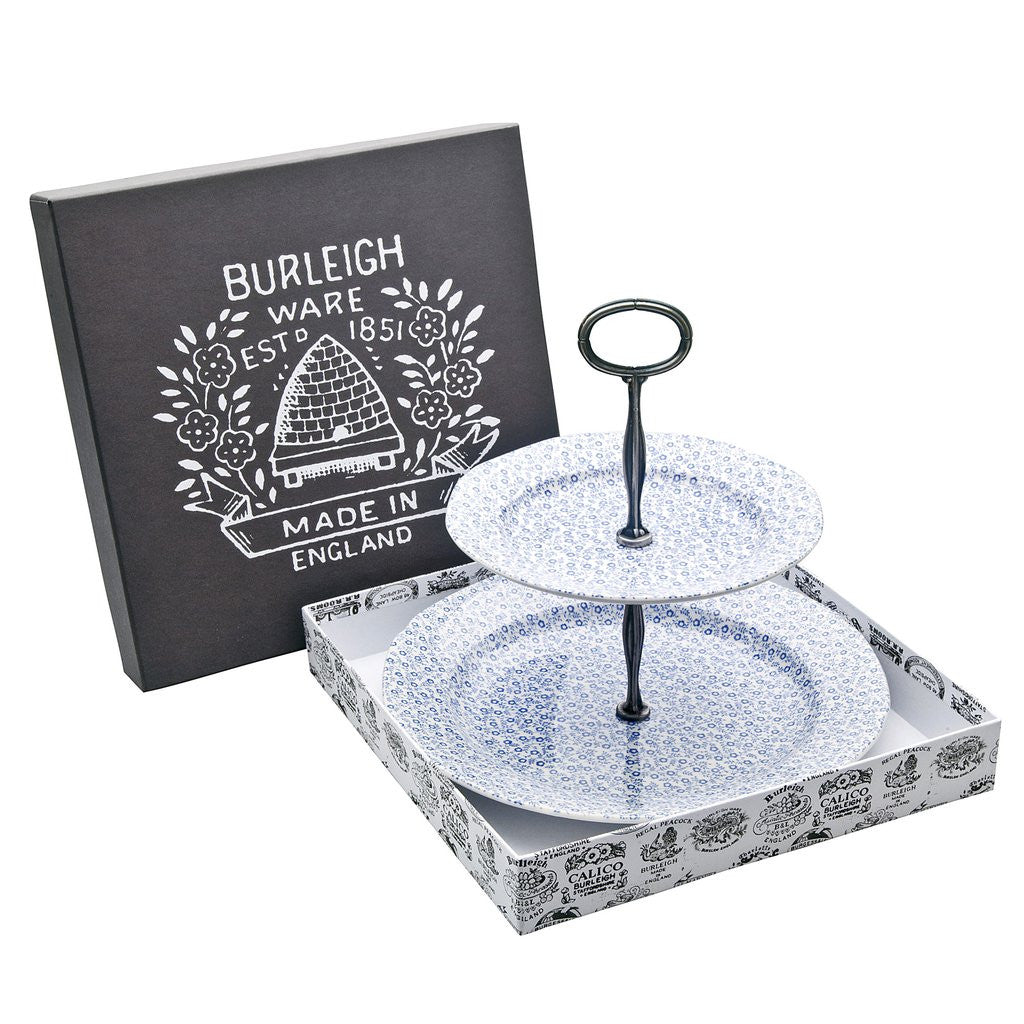 Burleigh Blue Felicity Two-Tier Cake Stand
