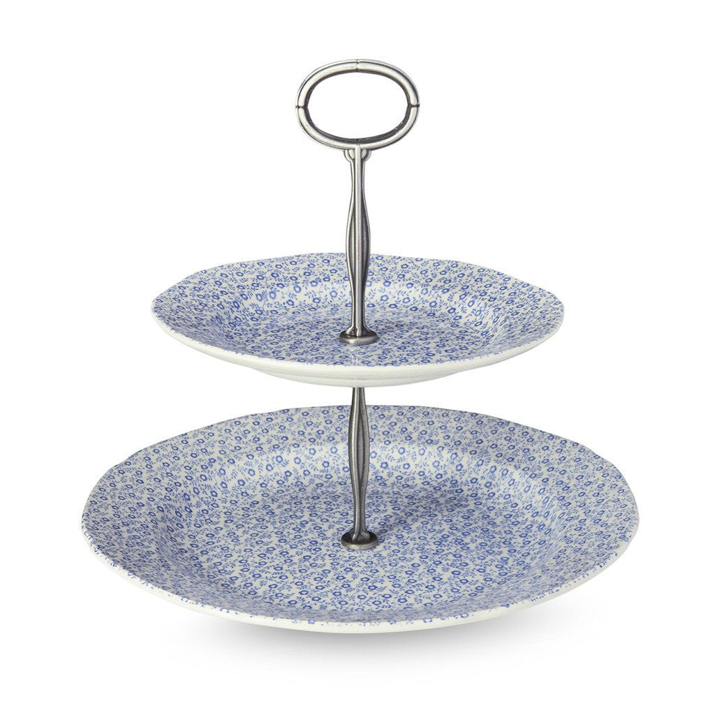 Burleigh Blue Felicity Two-Tier Cake Stand