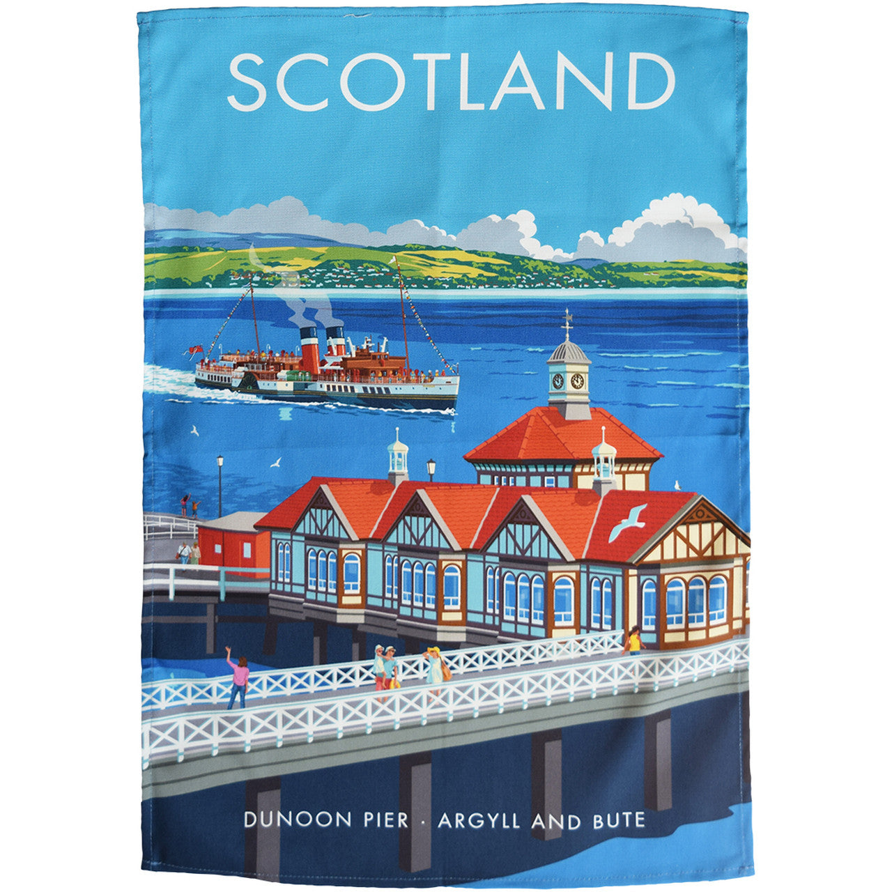 Scotland - Dunoon Pier Tea Towel by Town Towels.