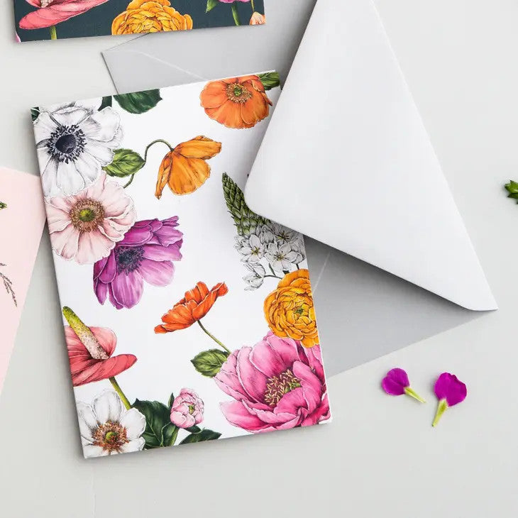 Floral Brights White Greeting Card