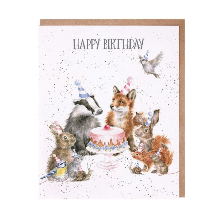 'Woodland Party' Woodland Animal Birthday Greetings Card by Hannah Dale for Wrendale Designs.