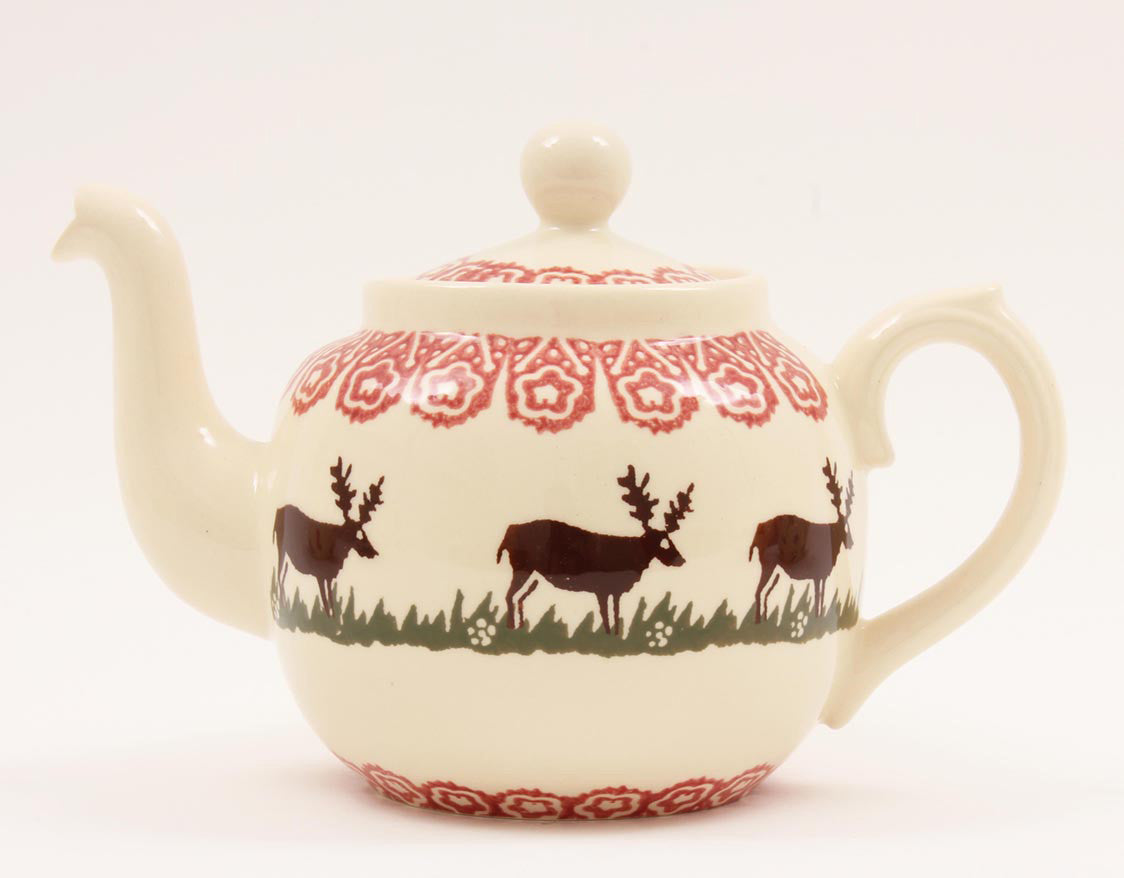Brixton Pottery Reindeer handmade pottery 4 Cup teapot