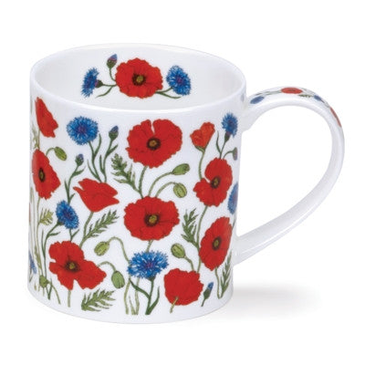 Dunoon Orkney Provence Poppy and Cornflower bone china mug.