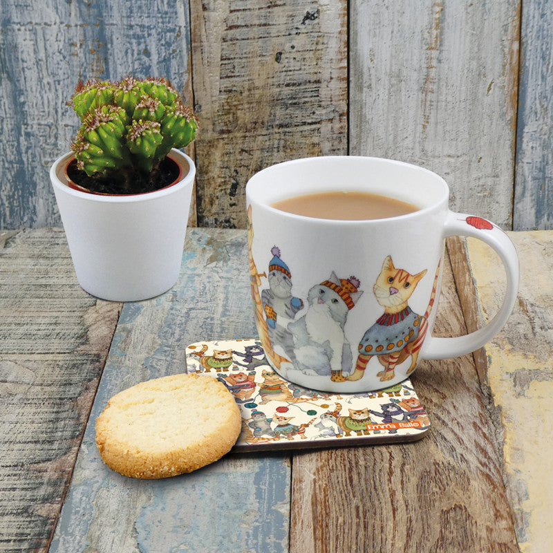 Kittens in Mittens Bone China Mug by Emma Ball.