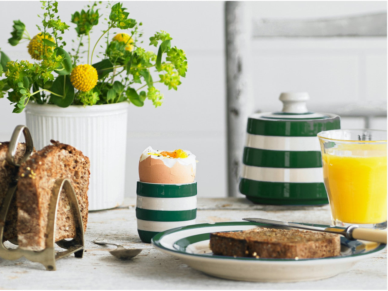 Cornishware Striped Egg Cup Lifestyle