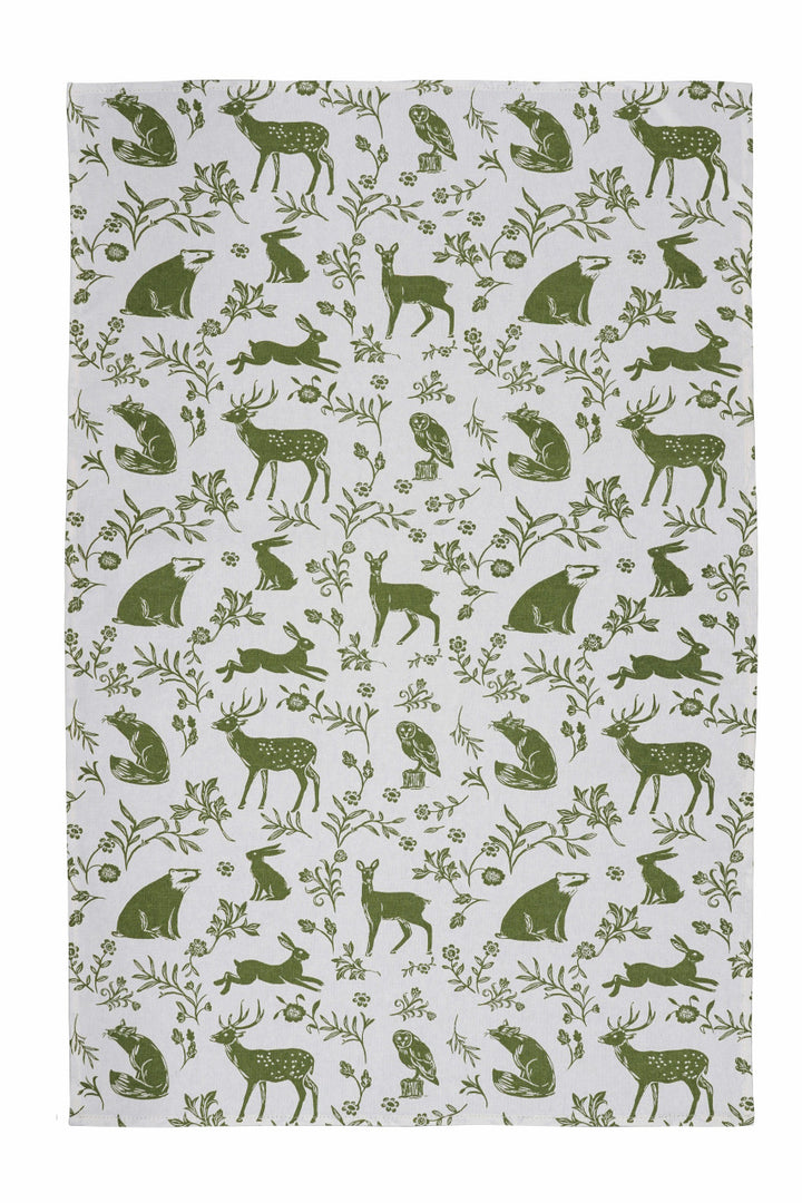 Forest Friends Sage Cotton Tea Towel Twin Pack by Ulster Weavers