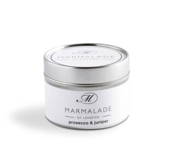 Prosecco & Juniper small tin candle from Marmalade of London. Image