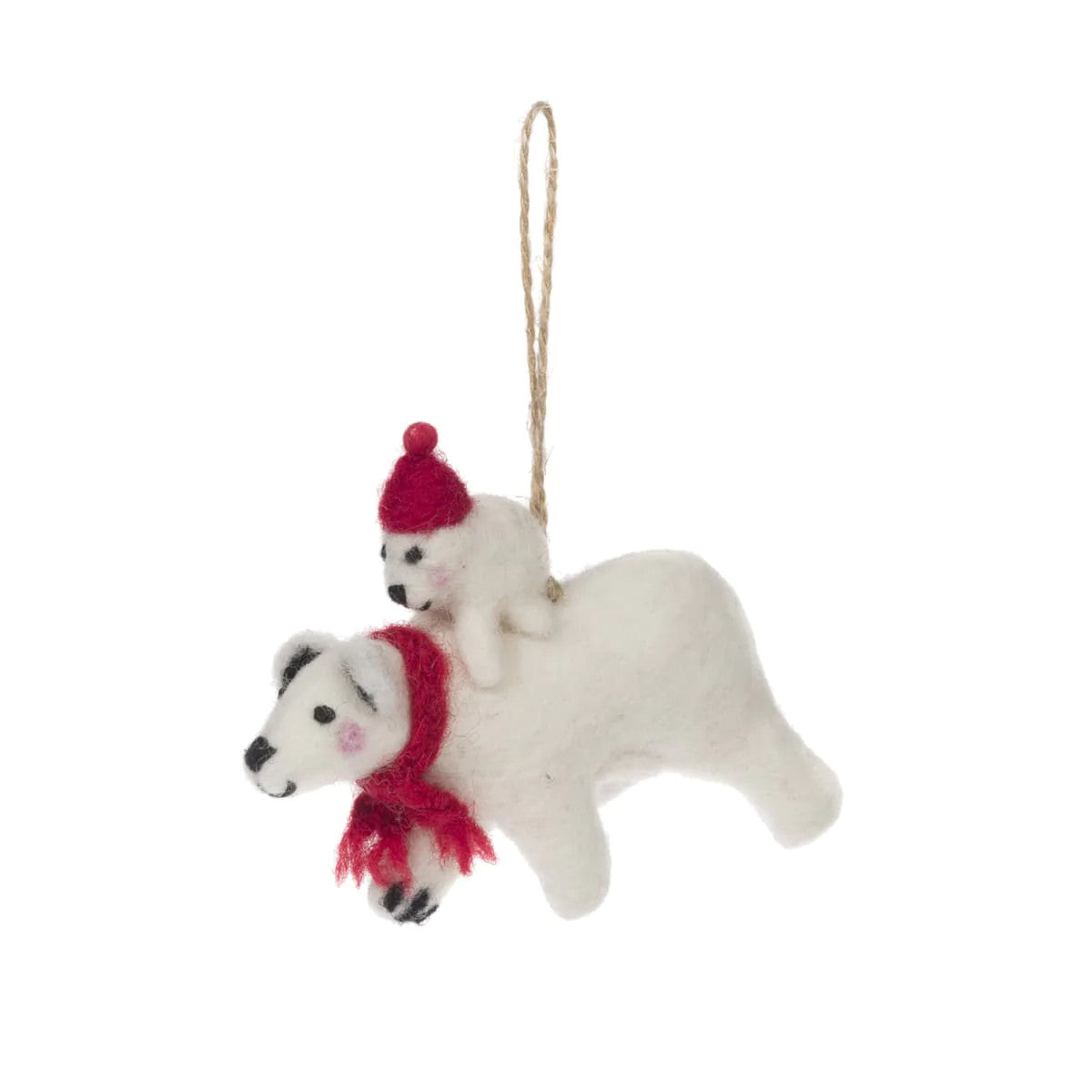 Christmas Polar Bear Red Decoration by Sophie Allport.