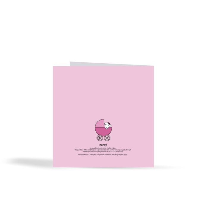 Herdy Hello Baby Card - Pink