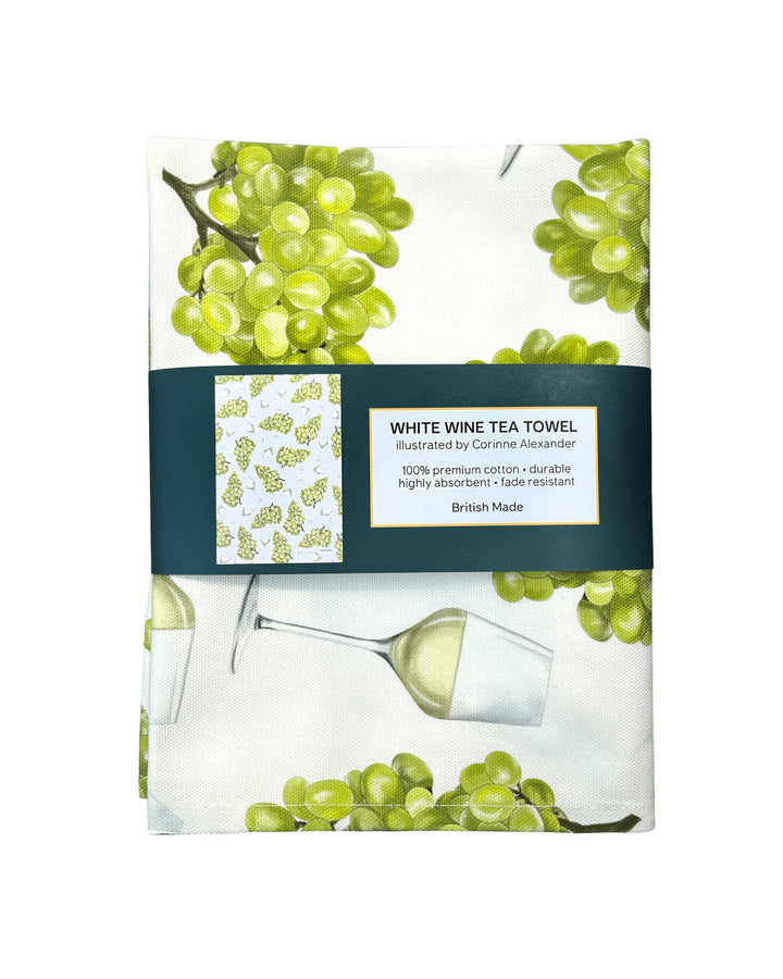 White Wine Tea Towel by Corinne Alexander