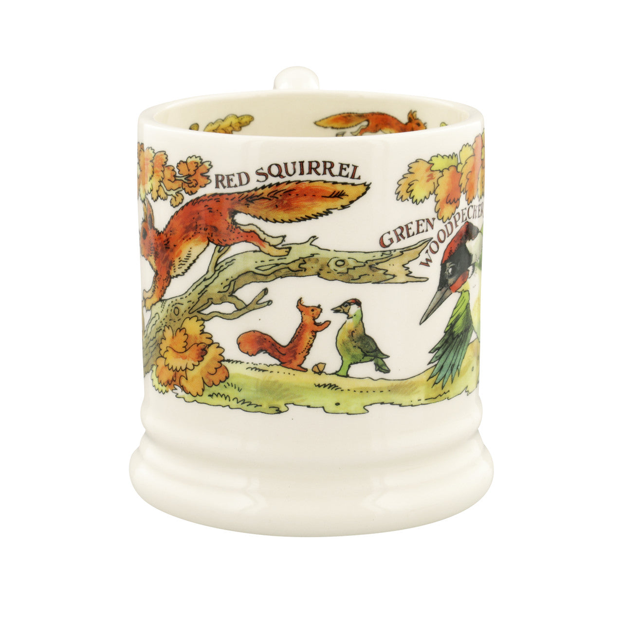 Emma Bridgewater Green Woodpecker and Red Squirrel Half Pint mug