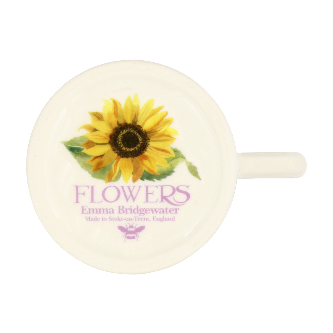 Handmade pottery sunflower half pint mug from Emma Bridgewater.