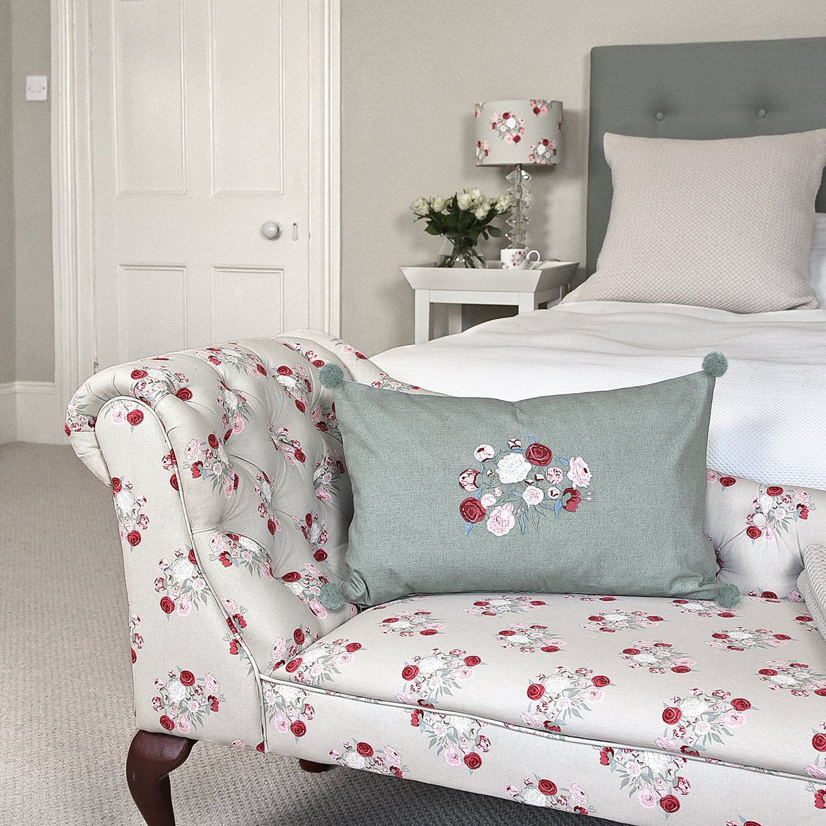 Sophie Allport Peony cotton statement pillow. 