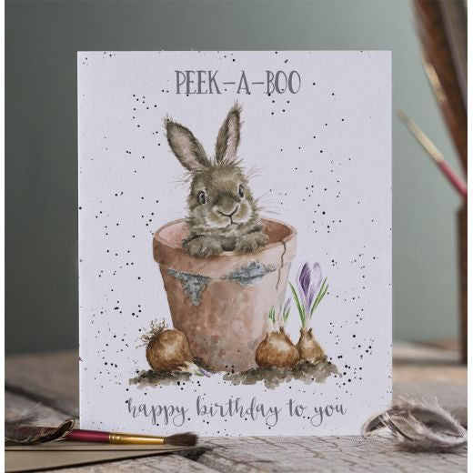 'Peek-A-Boo' Birthday Greetings Card by Hannah Dale for Wrendale Designs.