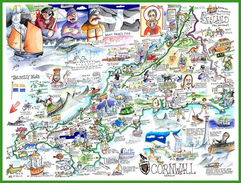 Map of Cornwall 1000 Piece Jigsaw Puzzle.