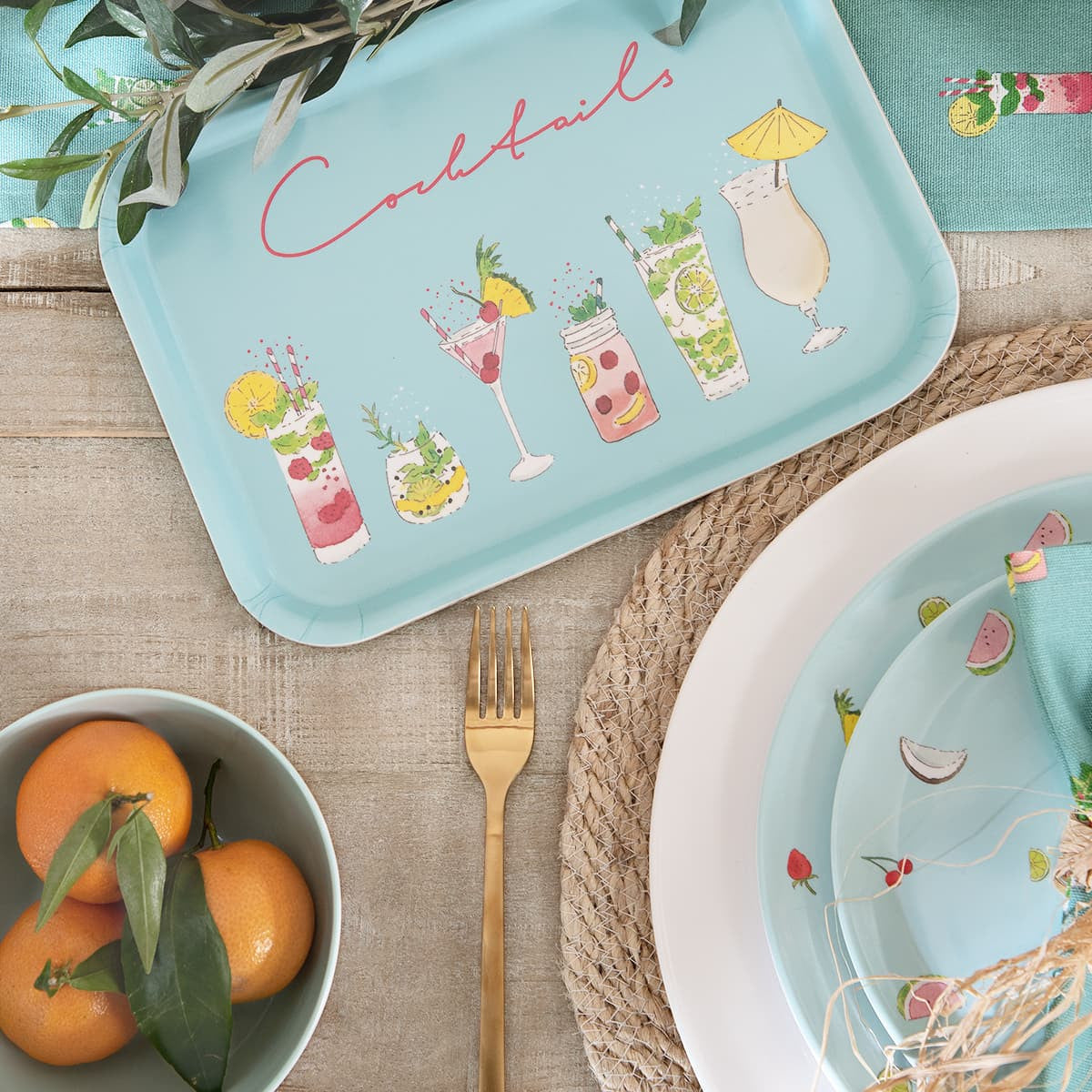 Small Birchwood Cocktails Tray by Sophie Allport.