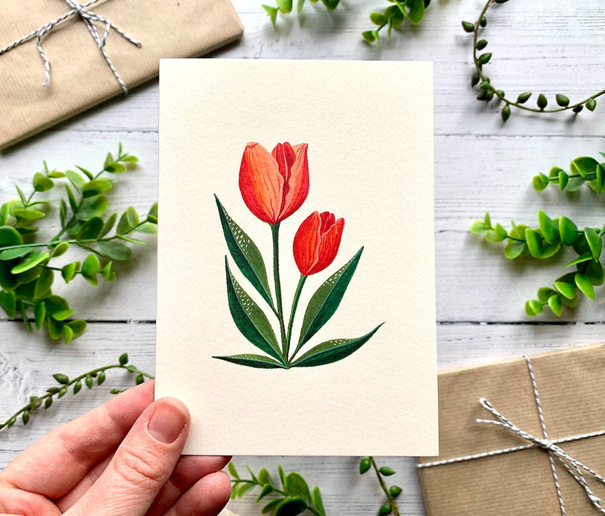 Tulips Greeting card by Becky Amelia.