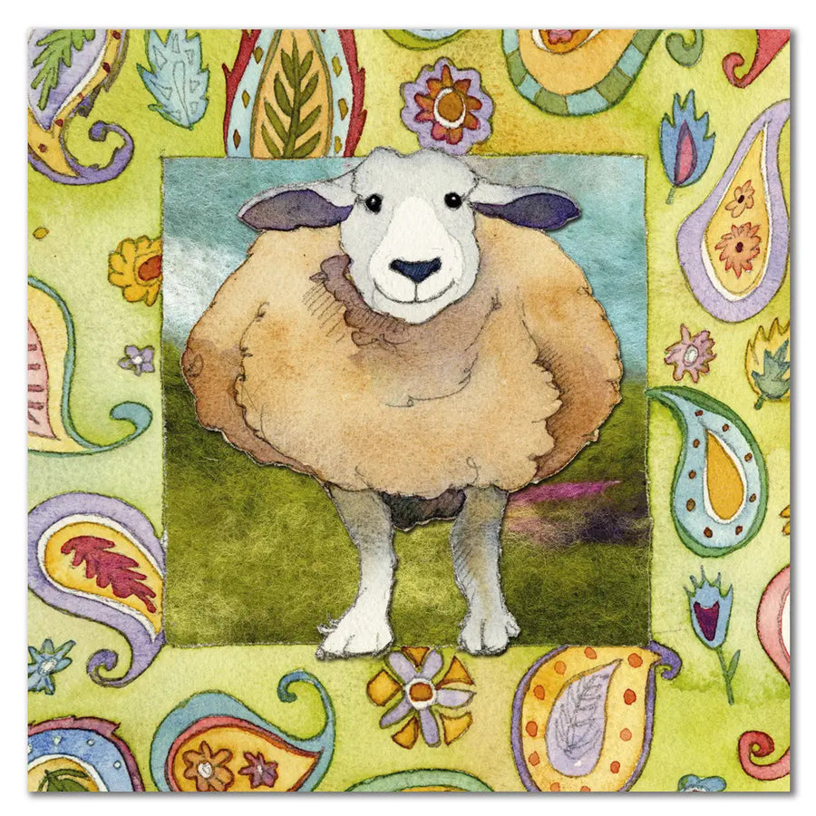 Happy Sheep Greetings Card by Emma Ball