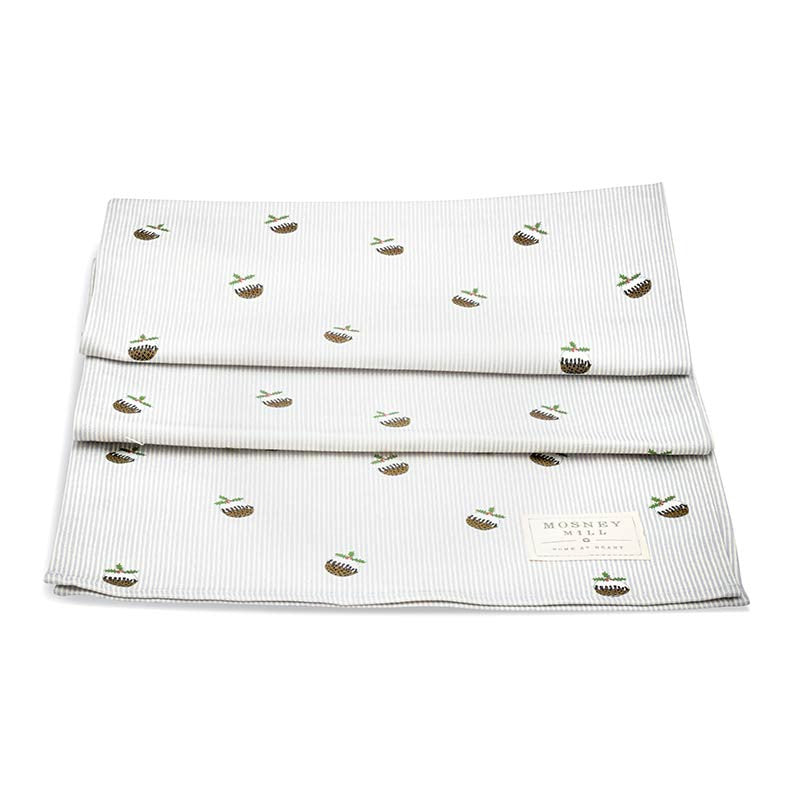 Mosney Mill 100% Cotton Christmas Pudding Table Runner
