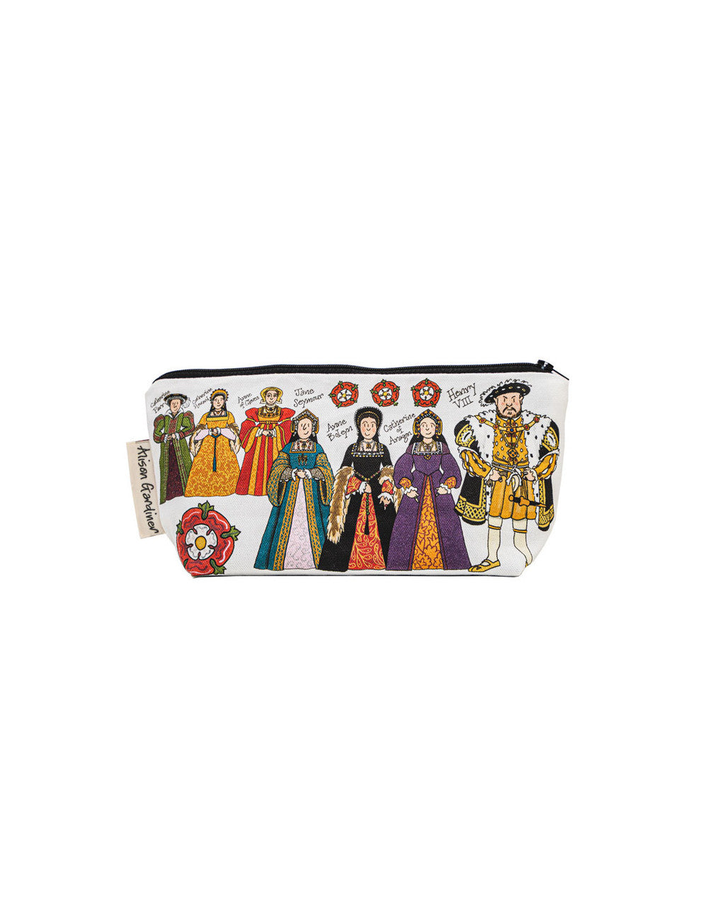 Henry VIII and his wives cosmetic bag/pencil case from Alison Gardiner.